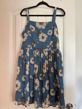 Xhilaration Blue Floral Sundress with White wBloom Print size XL